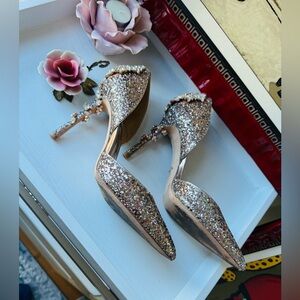 Badgley Mischka Sparkling Rose Gold Heels